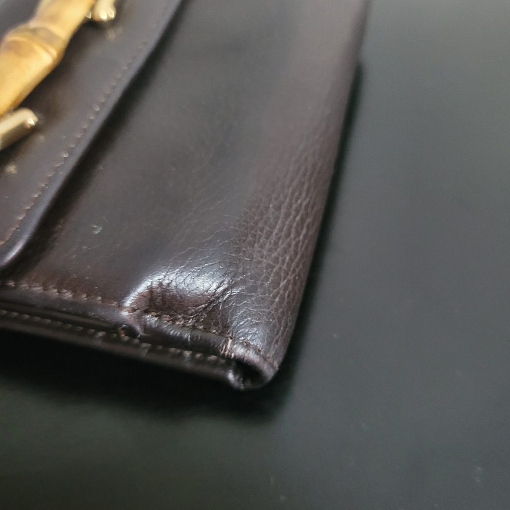 Gucci Vintage bamboo  leather  wallet - Picture 8 of 16